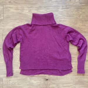 Anthropologie Sweater Size XS Magenta Blair Turtleneck Hi-Lo Hem Wool Blend